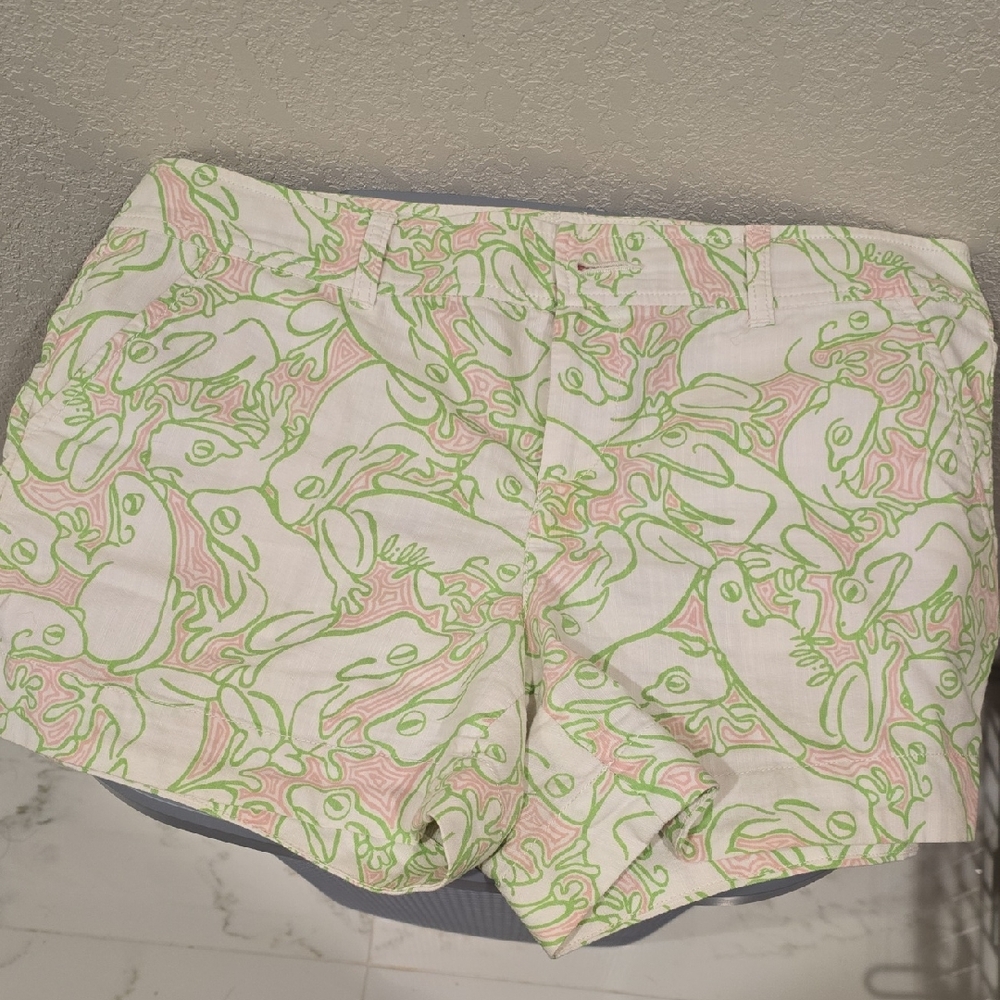 Lilly Pulitzer High Waist Green and Pink Shorts